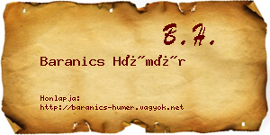 Baranics Hümér névjegykártya